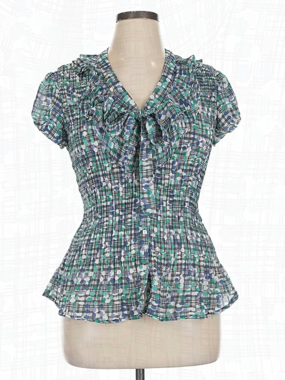 East 5th Short-Sleeve Ruffle Peplum Blouse-  Size XL - Like New